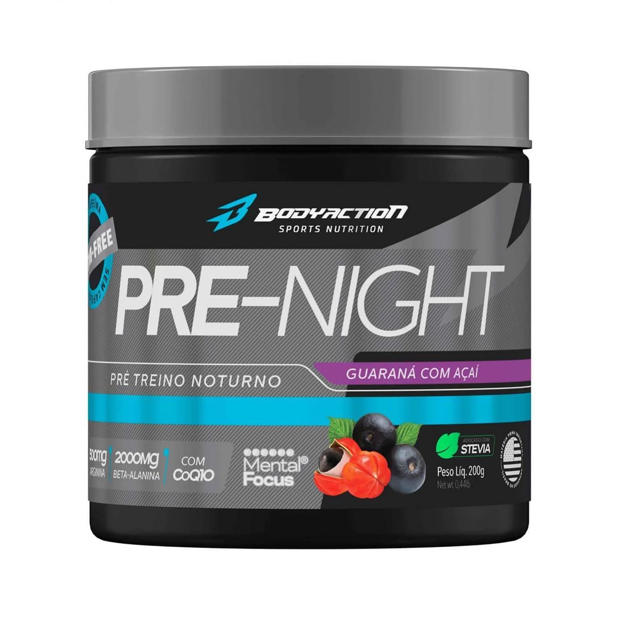 Pre-Night Pr� Treino Noturno - 200g Guaran� com A�a� - BodyAction