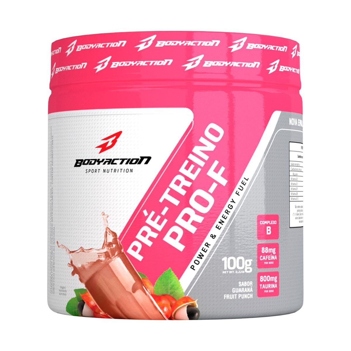 Pr� Treino Pro-F - 100g Guarana Fruit Punch - BodyAction