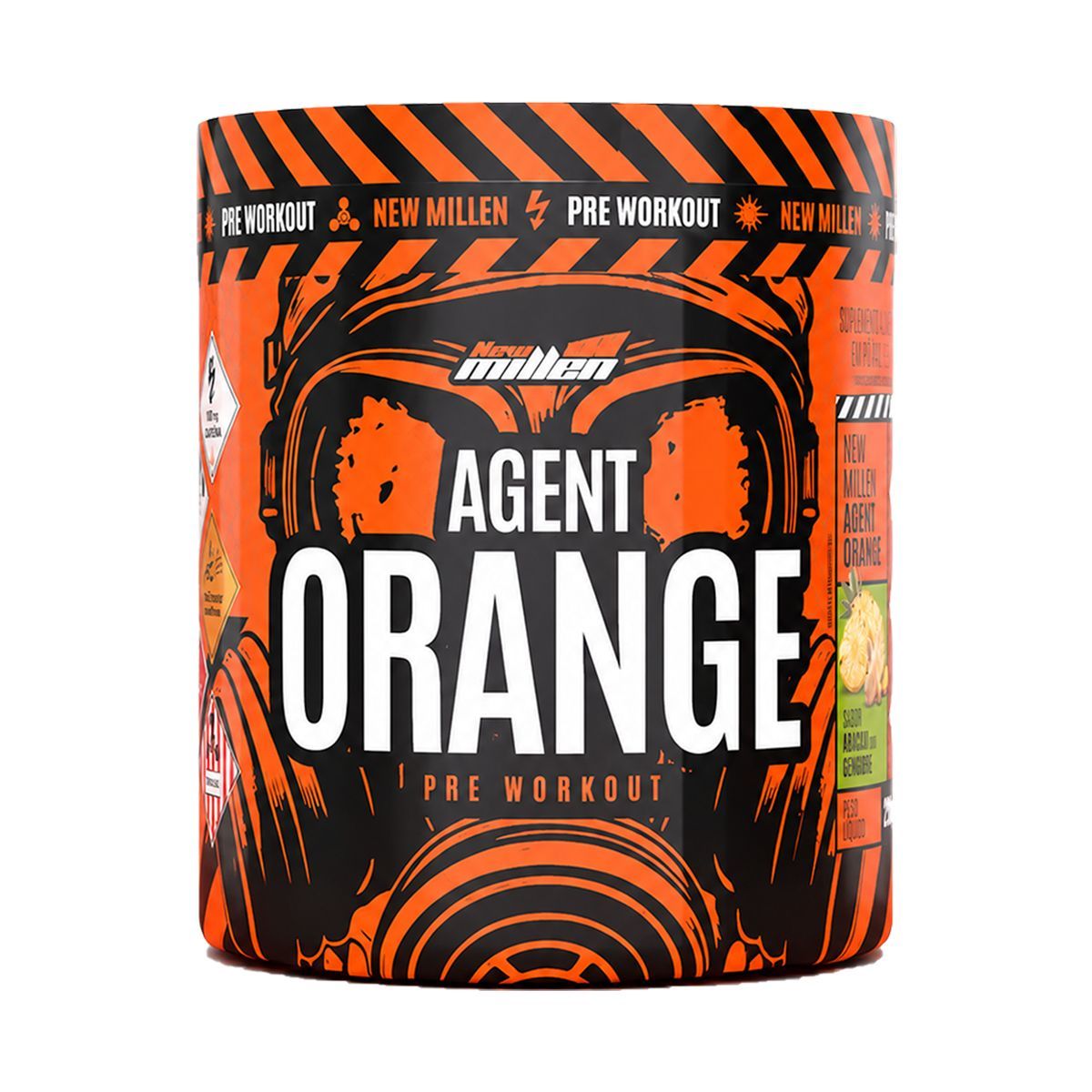 Pre Workout Agent Orange - 250g Abacaxi com Gengibre - New Millen