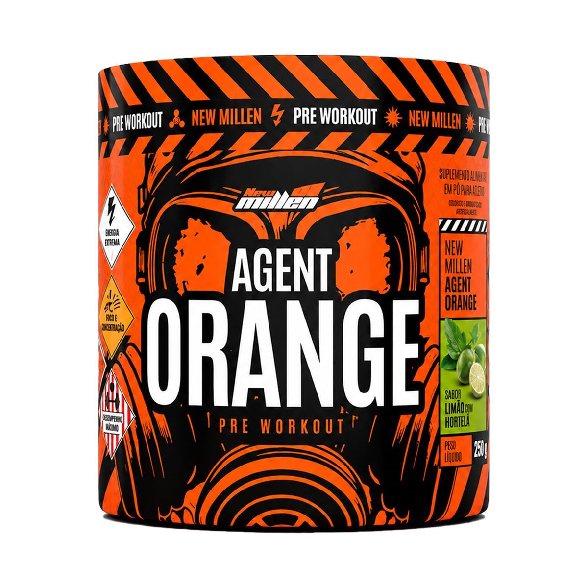 Pre Workout Agent Orange - 250g Lim�o Com Hortel� - New Millen