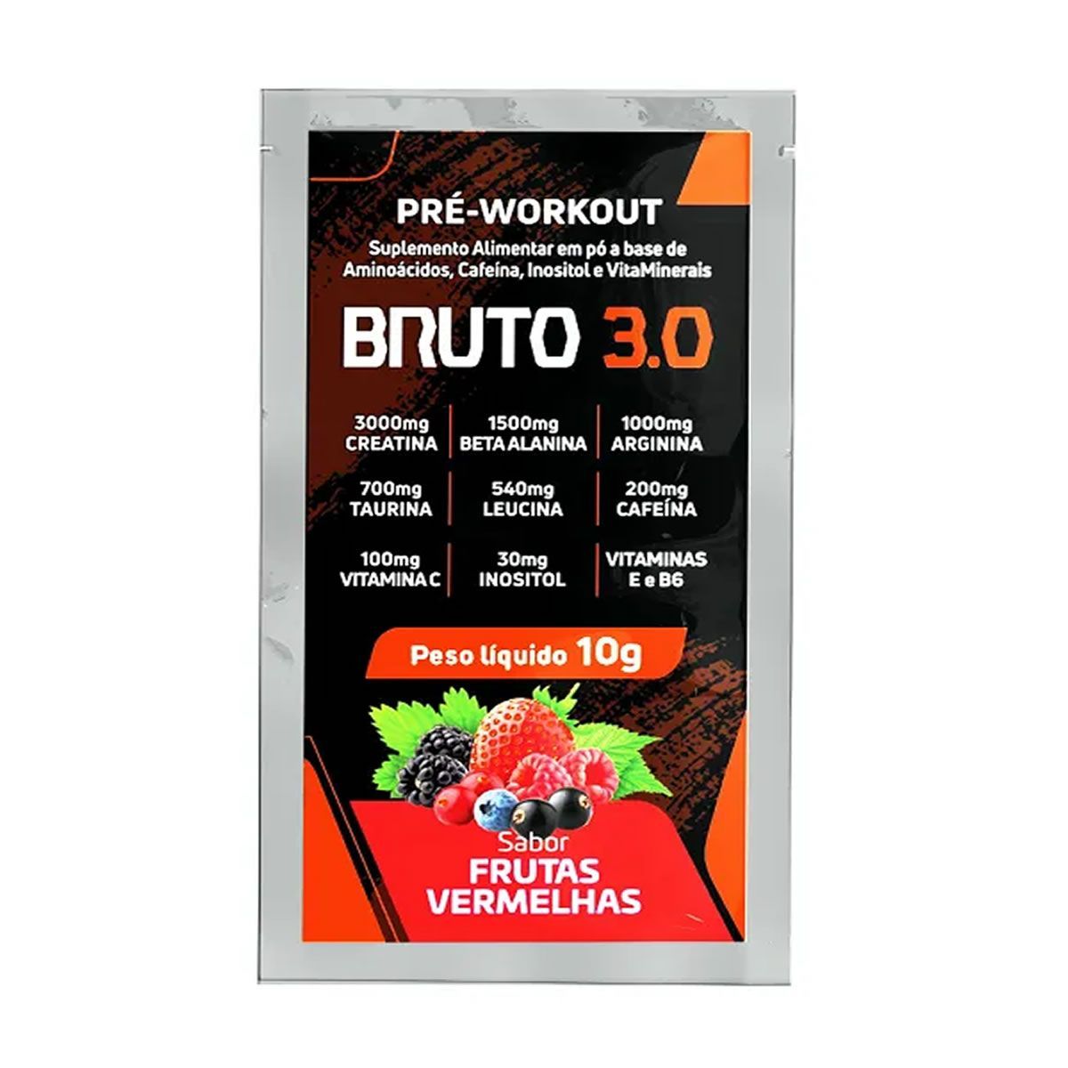Pre Workout Bruto 3.0 - 1 Sach� 10g Frutas Vermelhas - Sudract Nutrition*** Data Venc. 26/12/2023