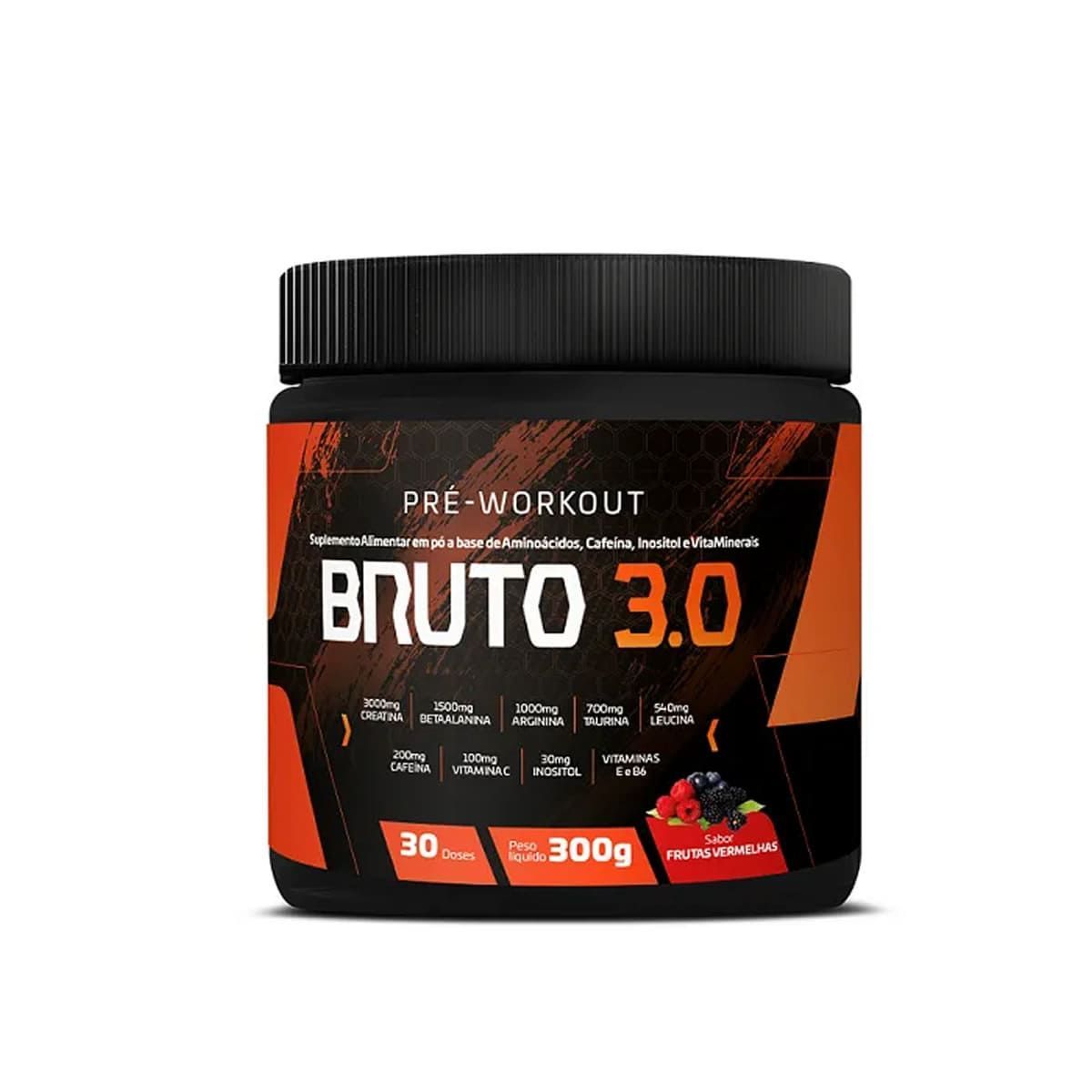 Pre Workout  Bruto 3.0 - 300g Frutas Vermelhas - Sudract Nutrition*** Data Venc. 28/08/2025