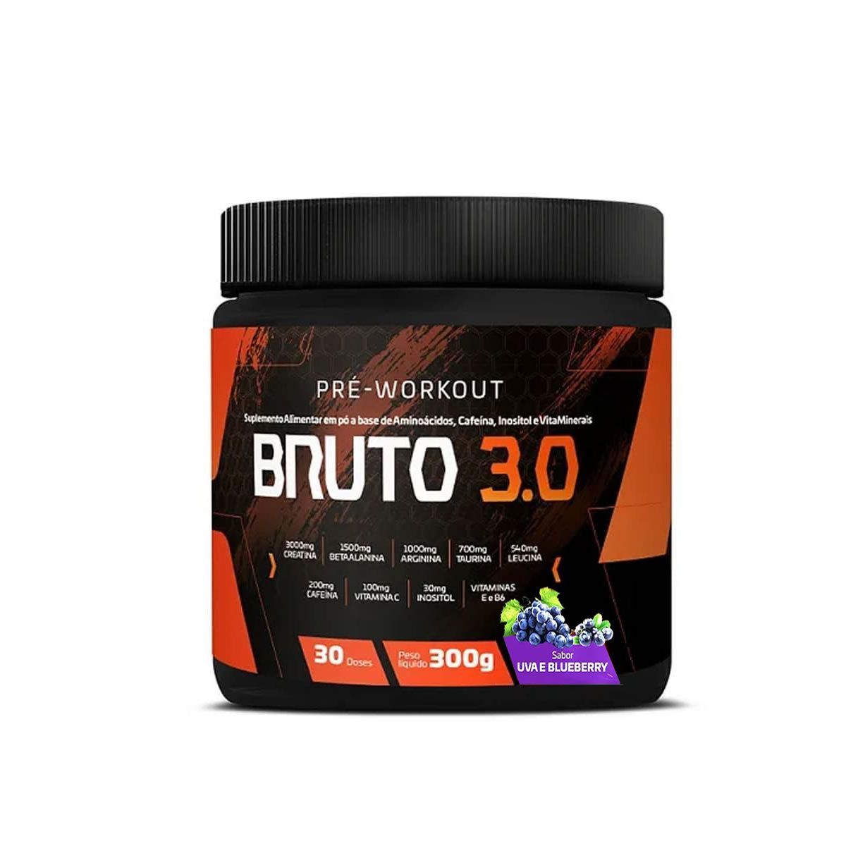 Pre Workout Bruto 3.0 - 300g Uva e Blueberry - Sudract Nutrition*** Data Venc. 03/04/2025