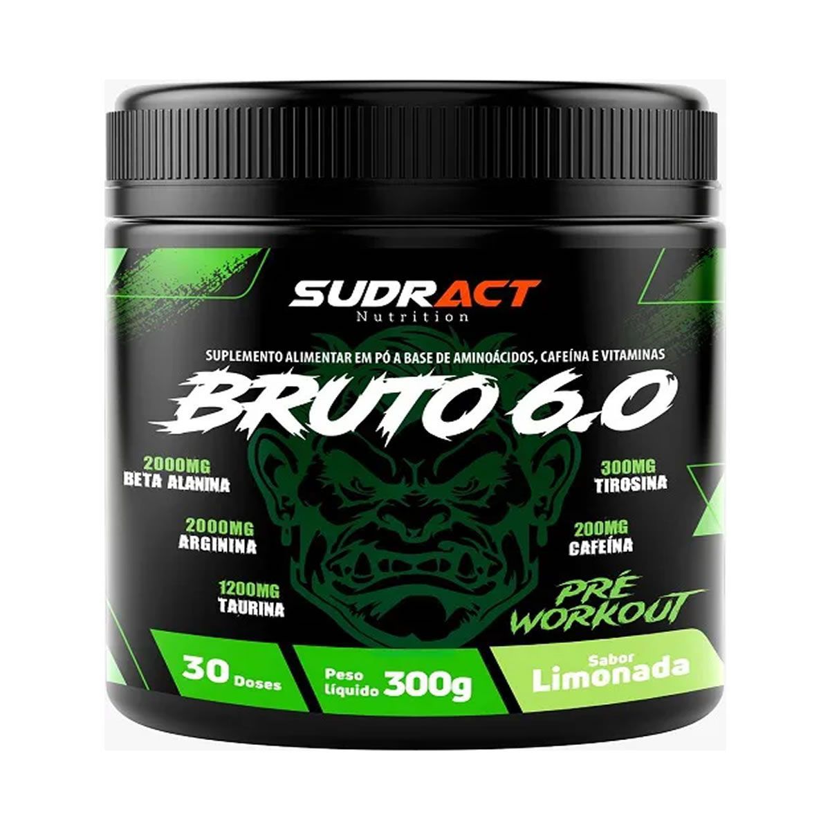 Pre Workout Bruto 6.0 - 300g Limonada - Sudract Nutrition*** Data Venc. 20/12/2024
