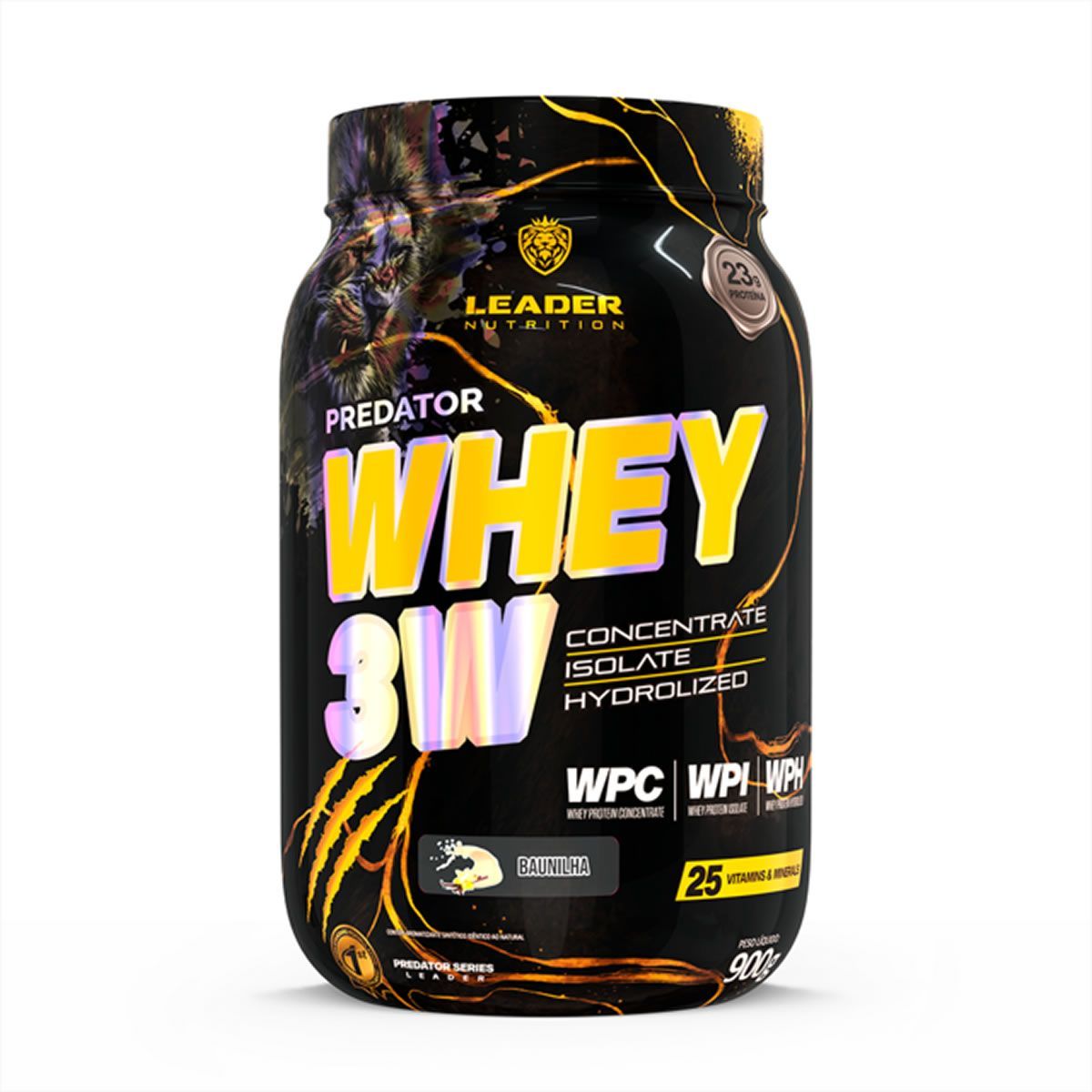 Predator Whey 3W - 900g Baunilha - Leader Nutrition*** Data Venc. 06/11/2025