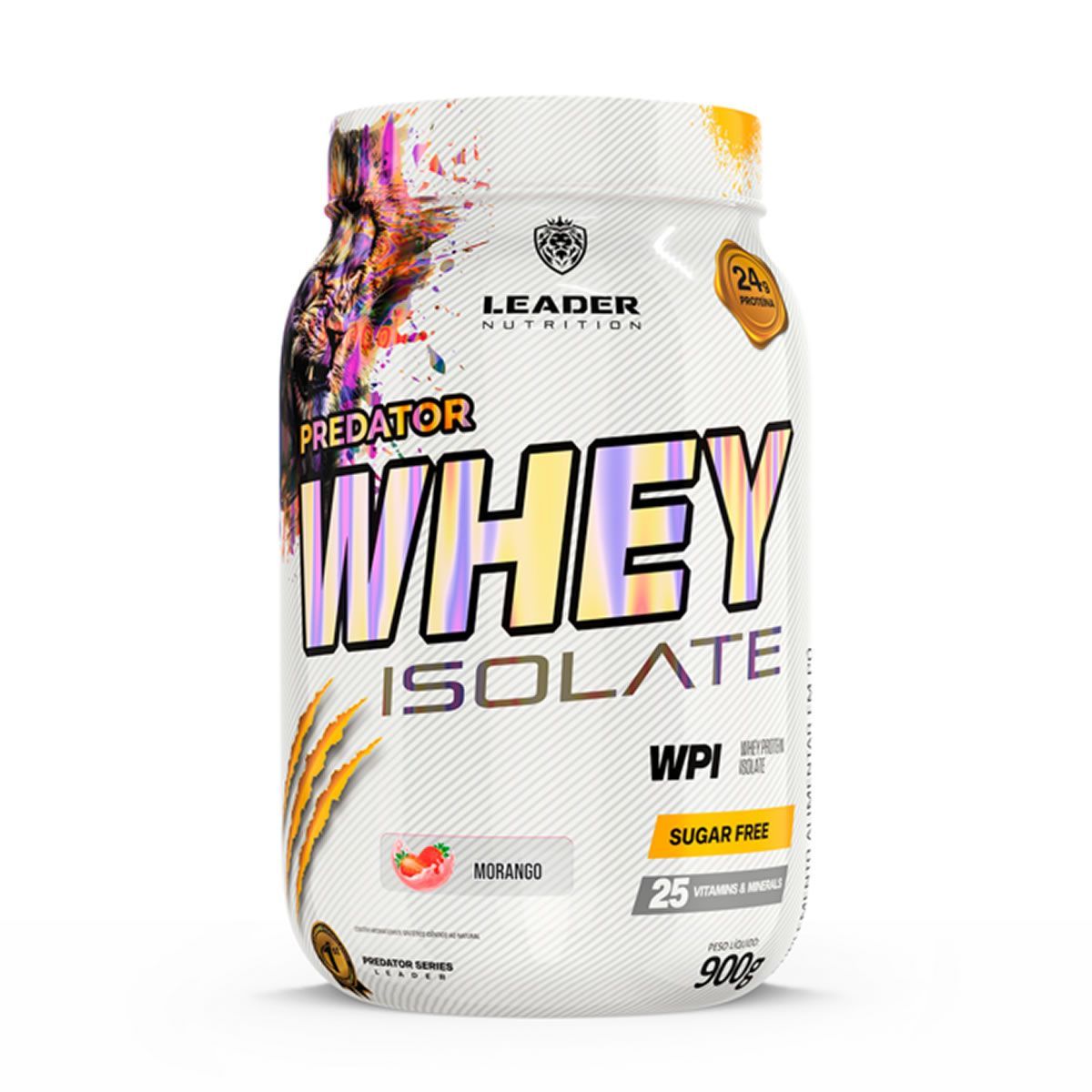 Predator Whey Isolate - 900g Morango - Leader Nutrition