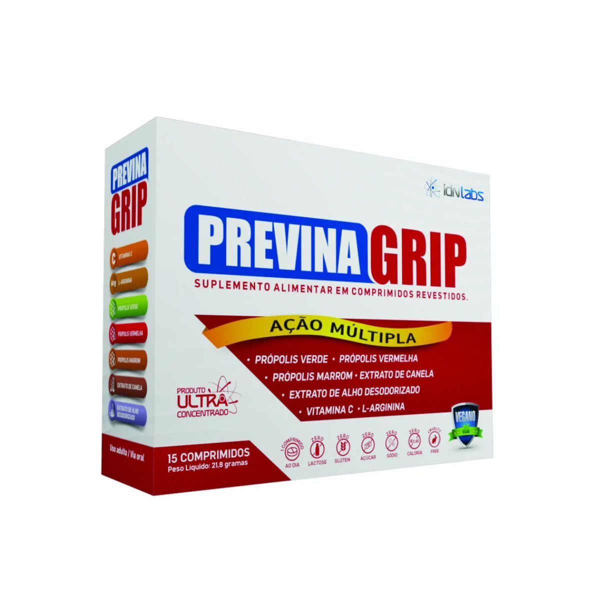 Previna Grip A��o M�ltipla - 15 Comprimidos - IDN Labs*** Data Venc. 30/05/25