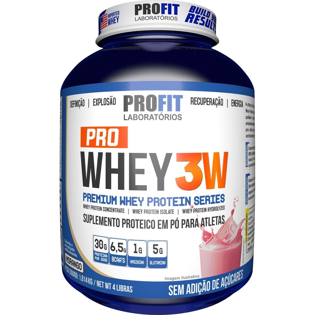 Pro Whey 3W - 1.814g Morango -  ProFit*** Data Venc. 04/07/2025