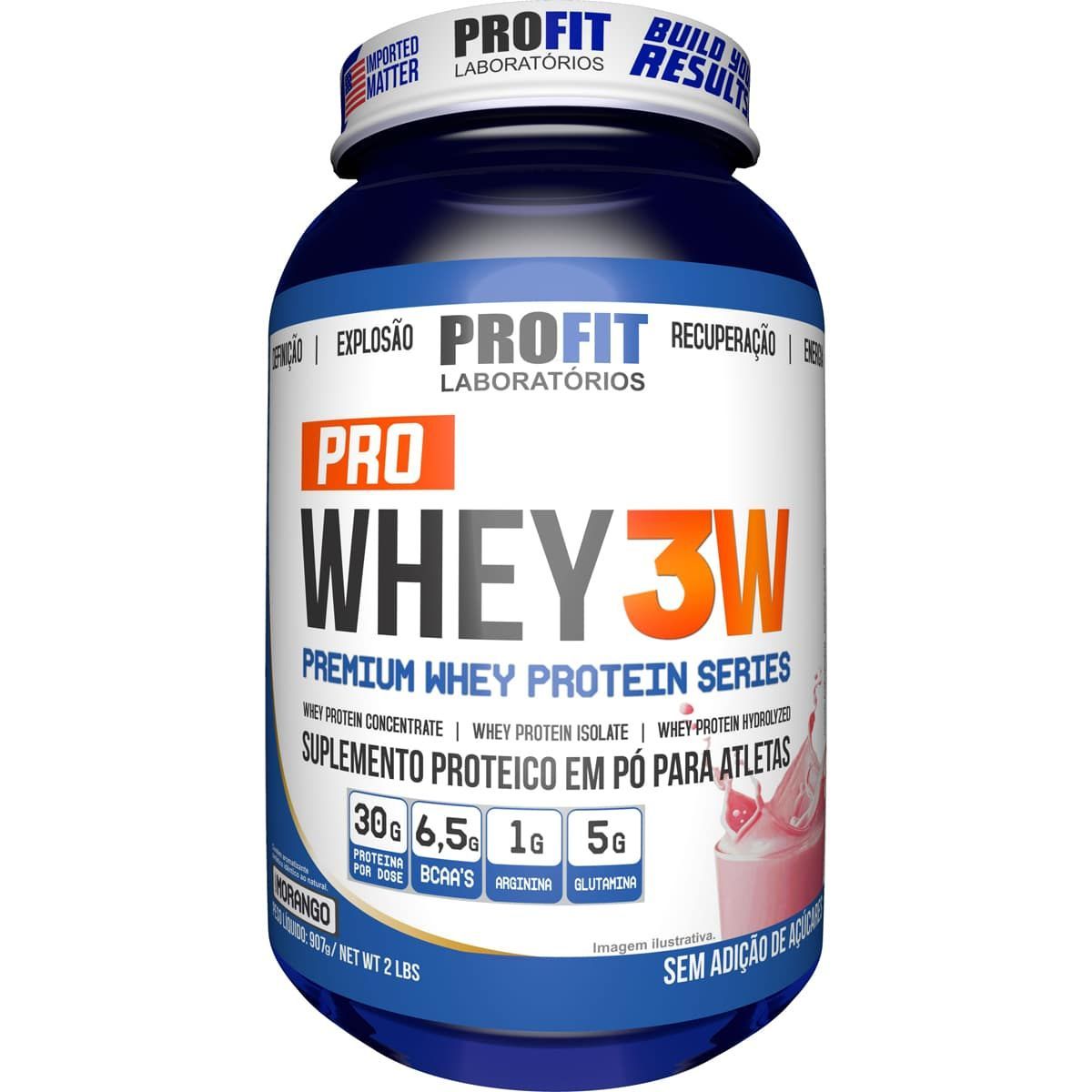 Pro Whey 3W - 907g Morango - ProFit