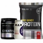 Pro Whey Protein 500g Morango + BCAA 60 C�psulas + Creatina 300g - Probi�tica