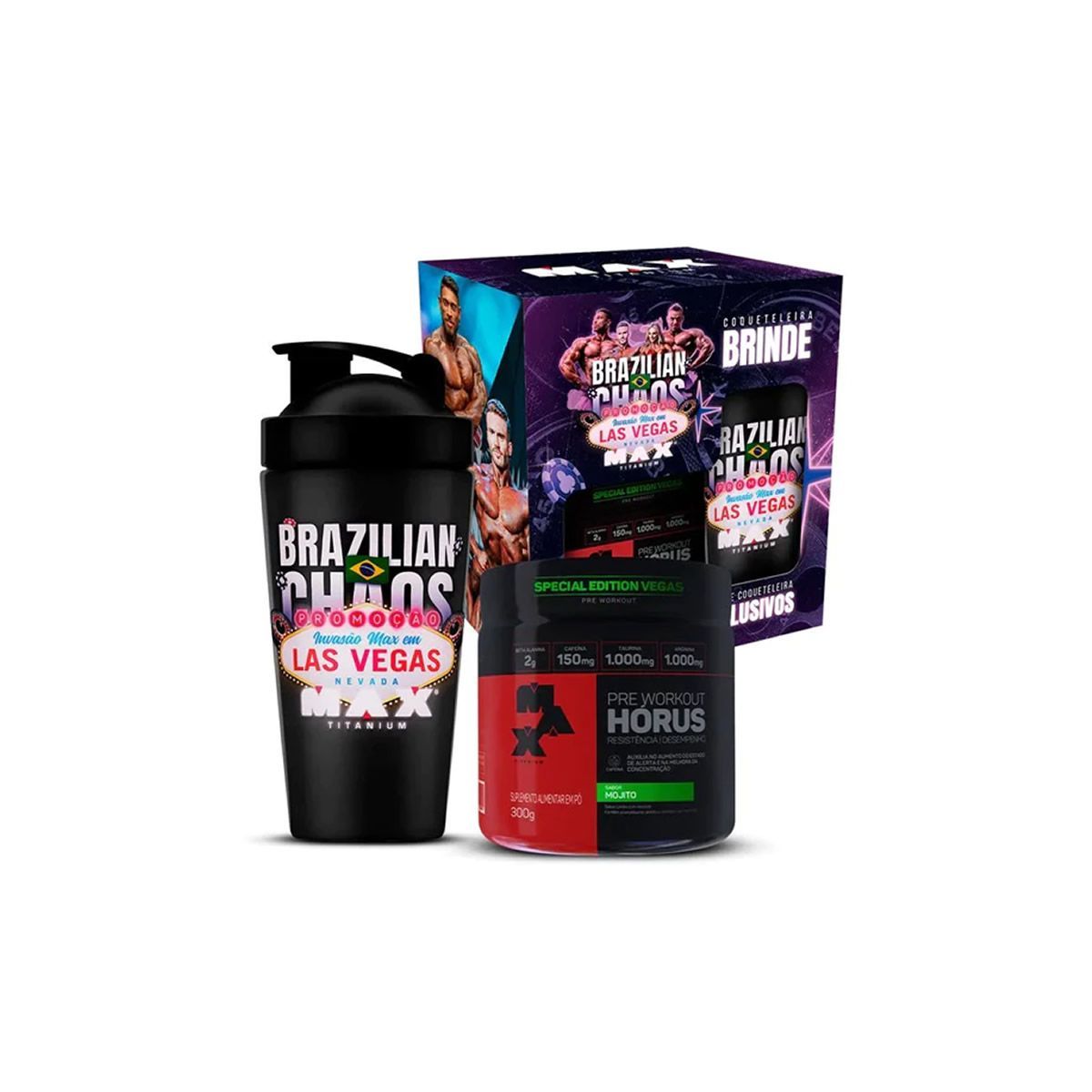 Promopack H�rus Invas�o Vegas - 300g Mojito + Coqueteleira - MAX Titanium