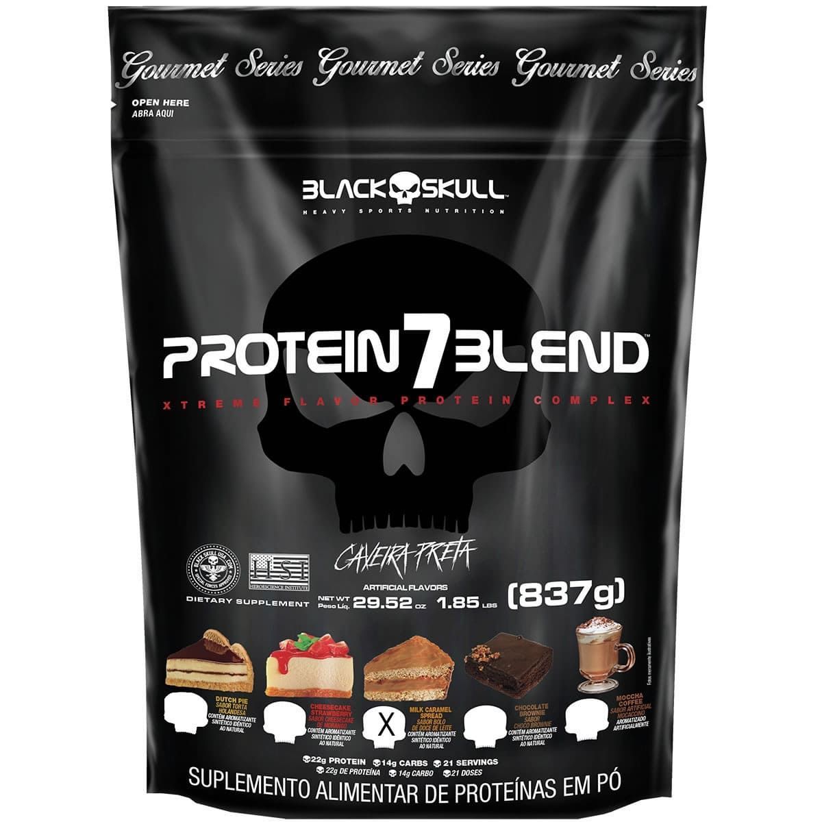Protein 7Blend Gourmet - 837g Refil Bolo de Doce de Leite - Black Skull