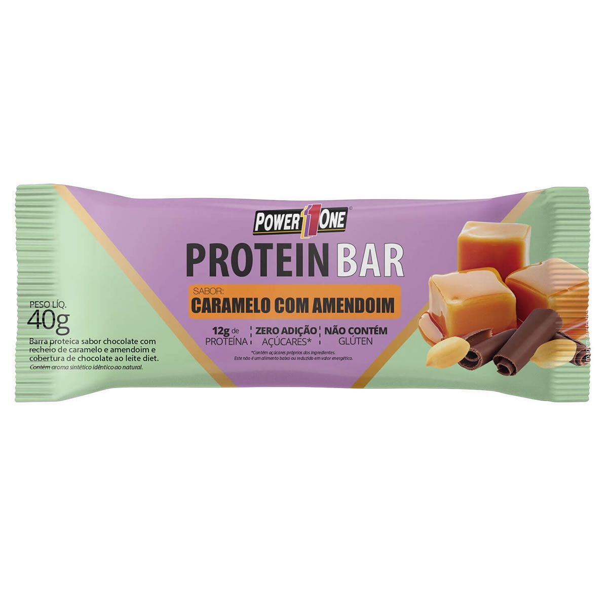 Protein Bar - 1 Unidade 40g Caramelo com Amendoim - Power One
