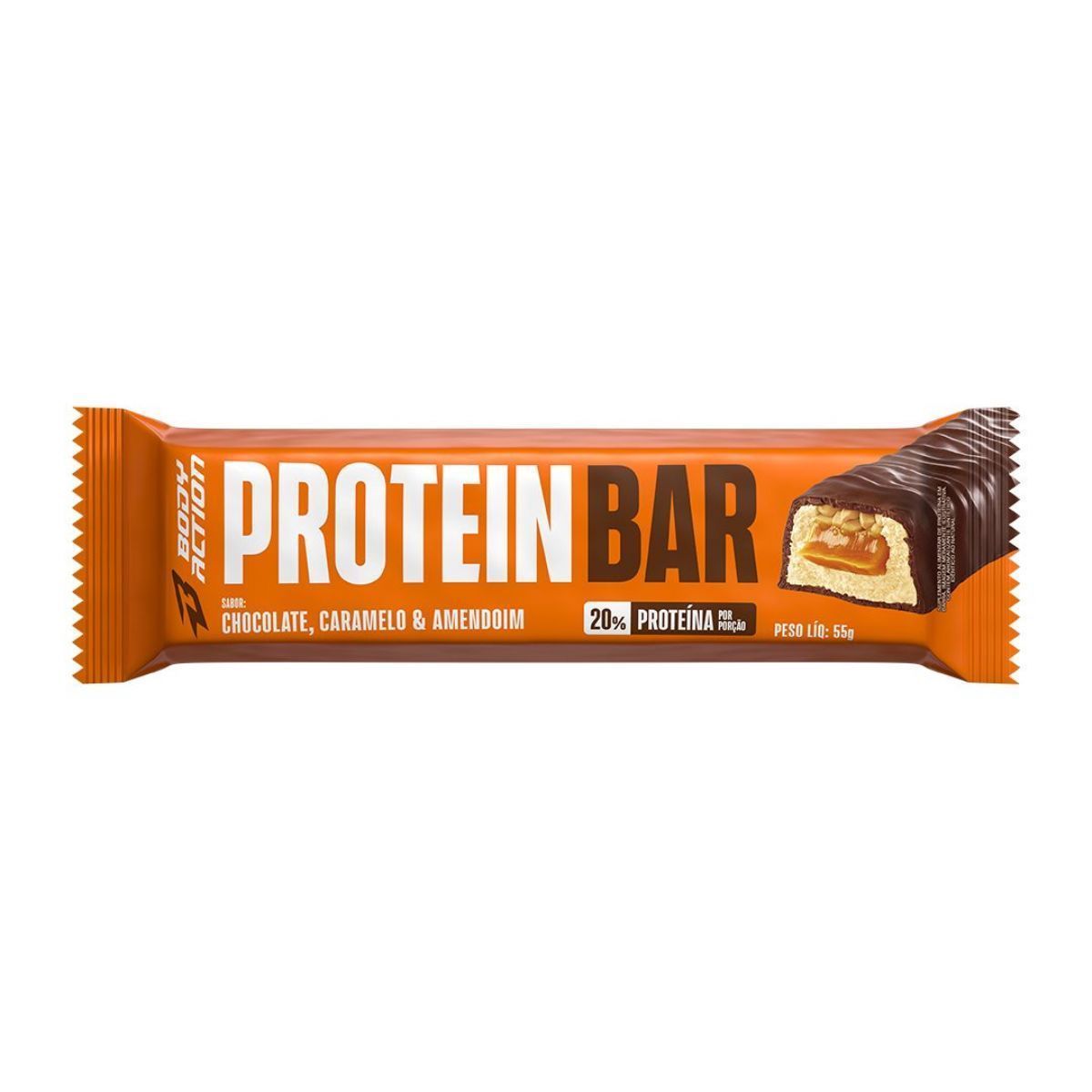 Protein Bar - 1 Unidade de 55g Chocolate Caramelo Com Amendoim e Chocolate - Bodyaction