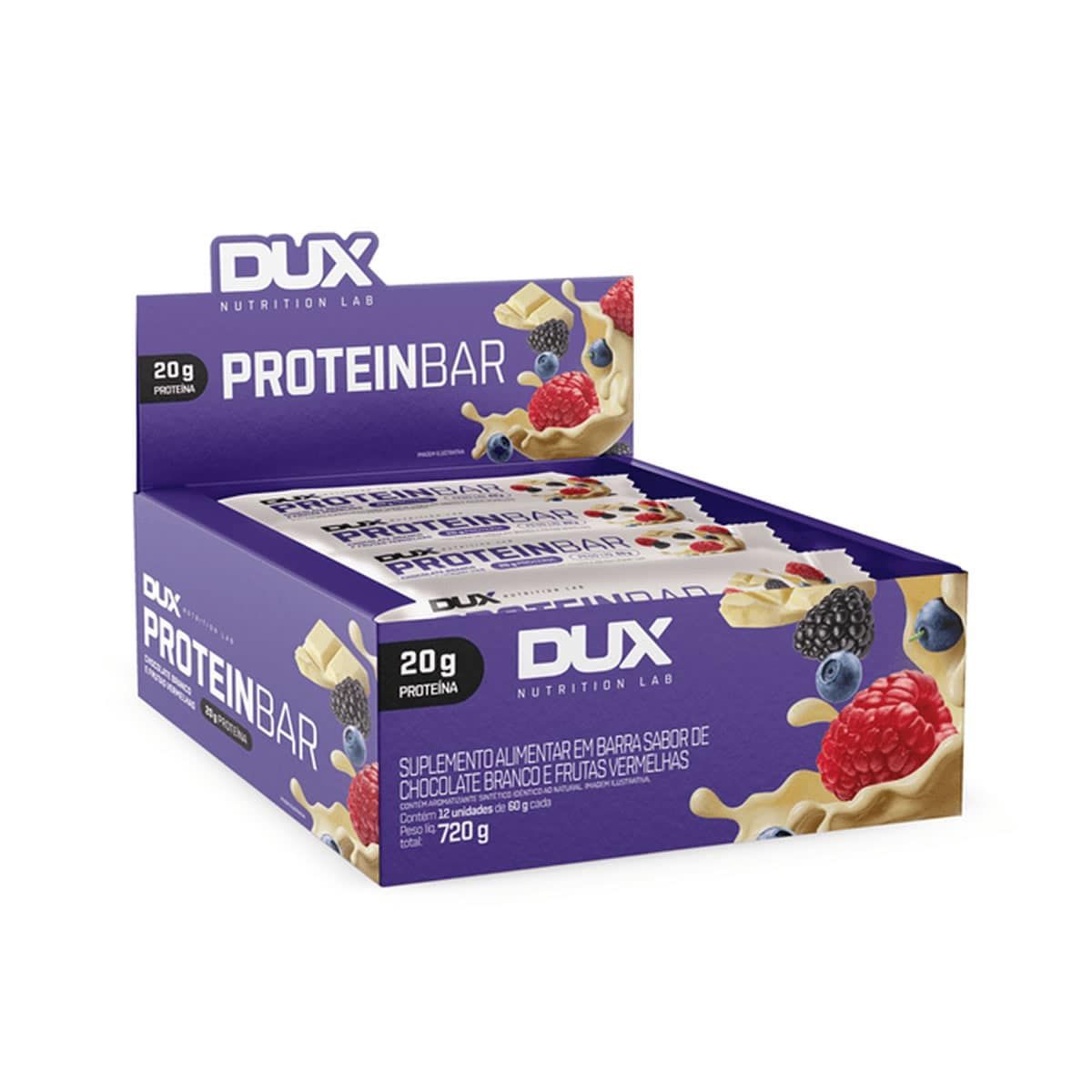 Protein Bar - 12 Unidades 60g Chocolate Branco e Frutas Vermelhas - Dux Nutrition*** Data Venc. 10/11/2025