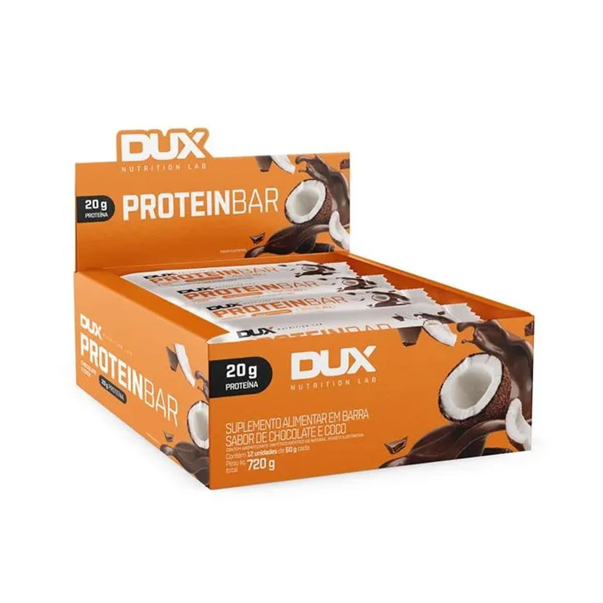 Protein Bar - 12 Unidades 60g Chocolate e Coco - Dux Nutrition*** Data Venc. 30/10/2024