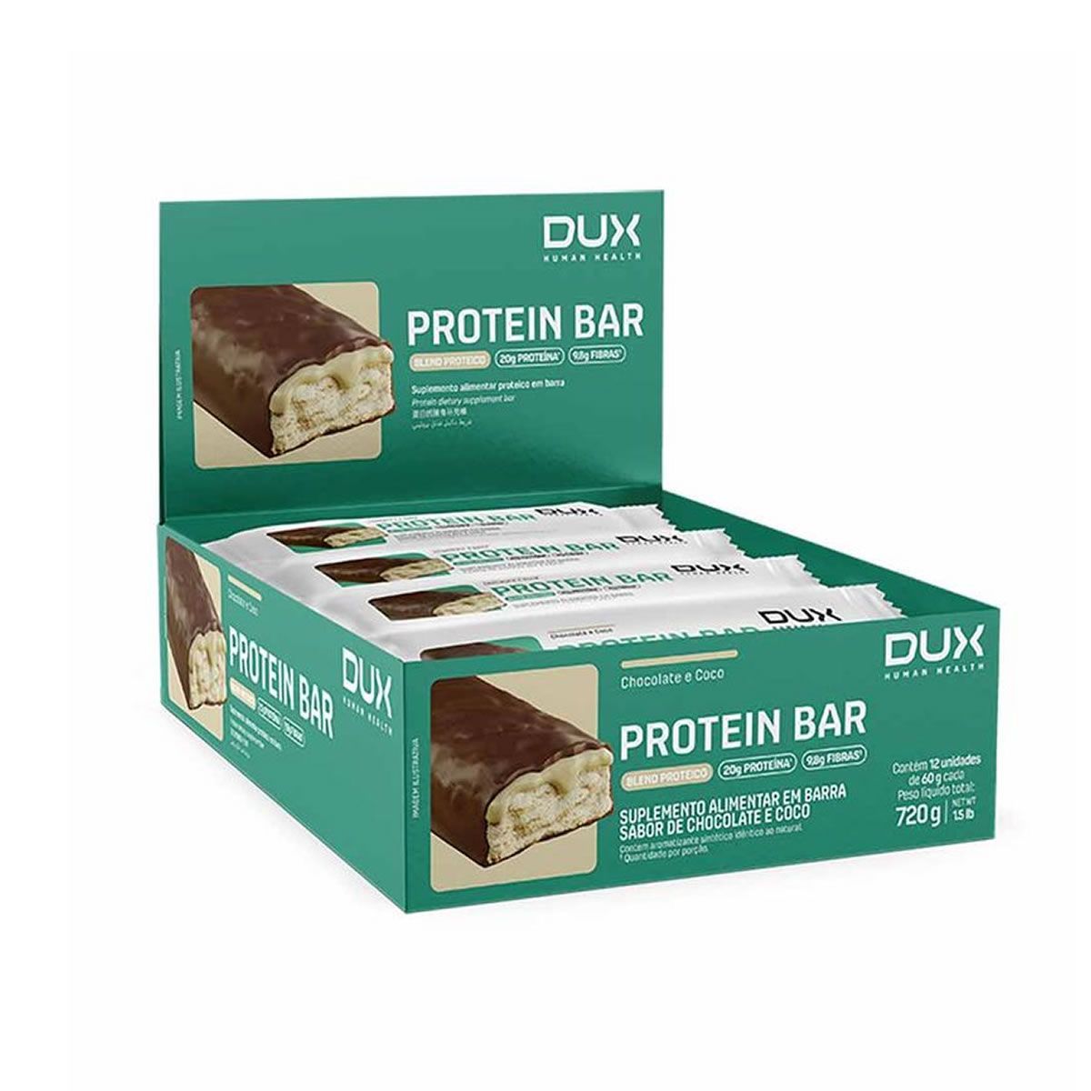 Protein Bar - 12 Unidades 60g Chocolate e Coco - Dux Nutrition*** Data Venc. 30/04/2026