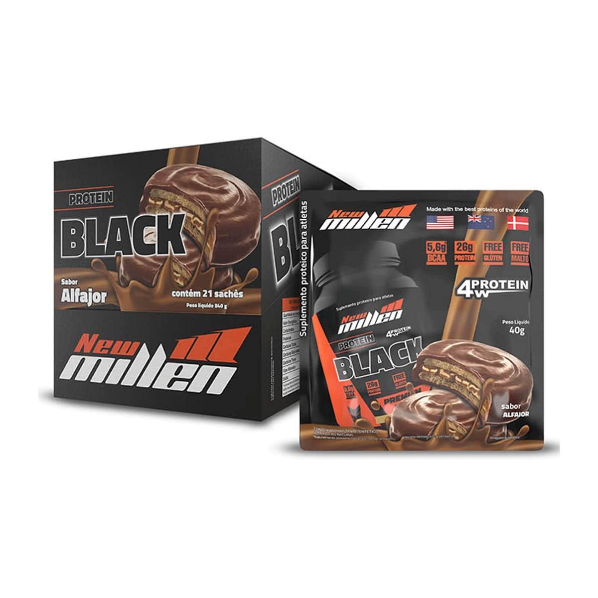 Protein Black 4w - 21 sach�s Alfajor - New Millen