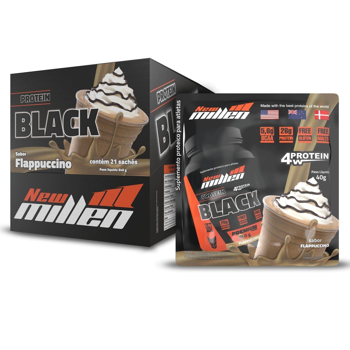 Protein Black 4w - 21 sach�s Flappuccino - New Millen