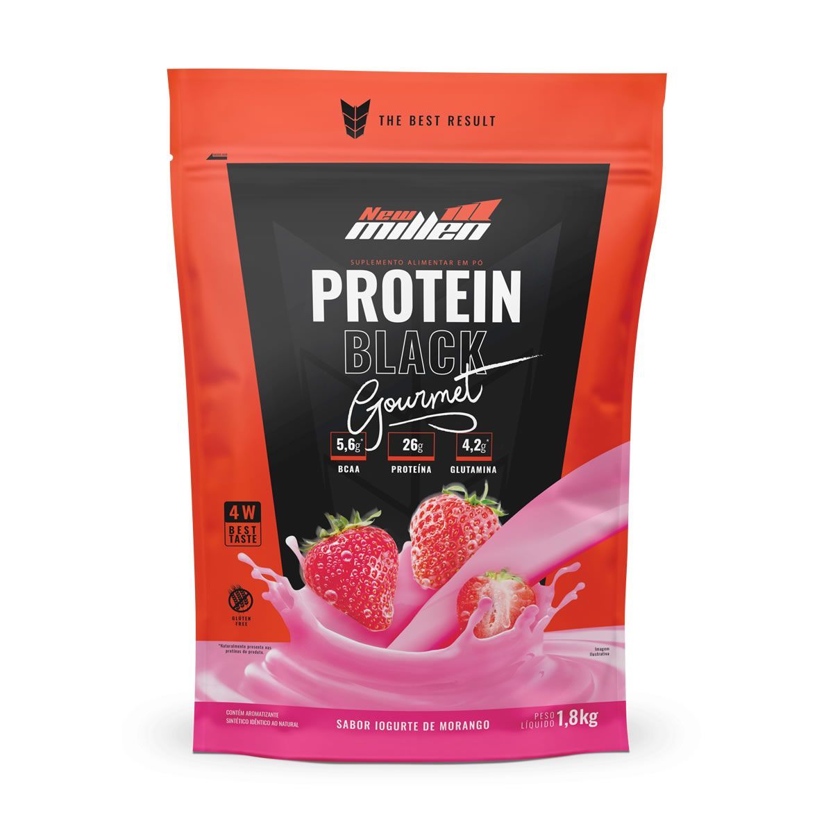 Protein Black Gourmet - 1800g Refil Iogurte de Morango - New Millen