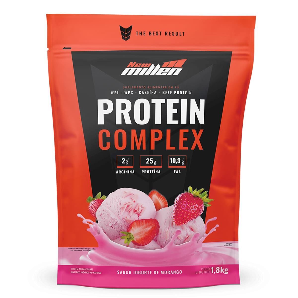 Protein Complex - 1800g Refil Iogurte de Morango - New Millen*** Data Venc. 07/11/2025