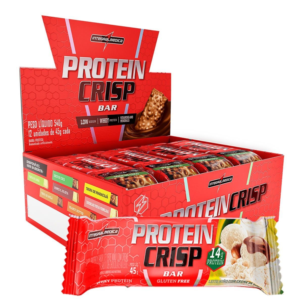 Protein Crisp Bar - 12 Unidades 45g Leite Nino com Creme de  Avel� - IntegralM�dica