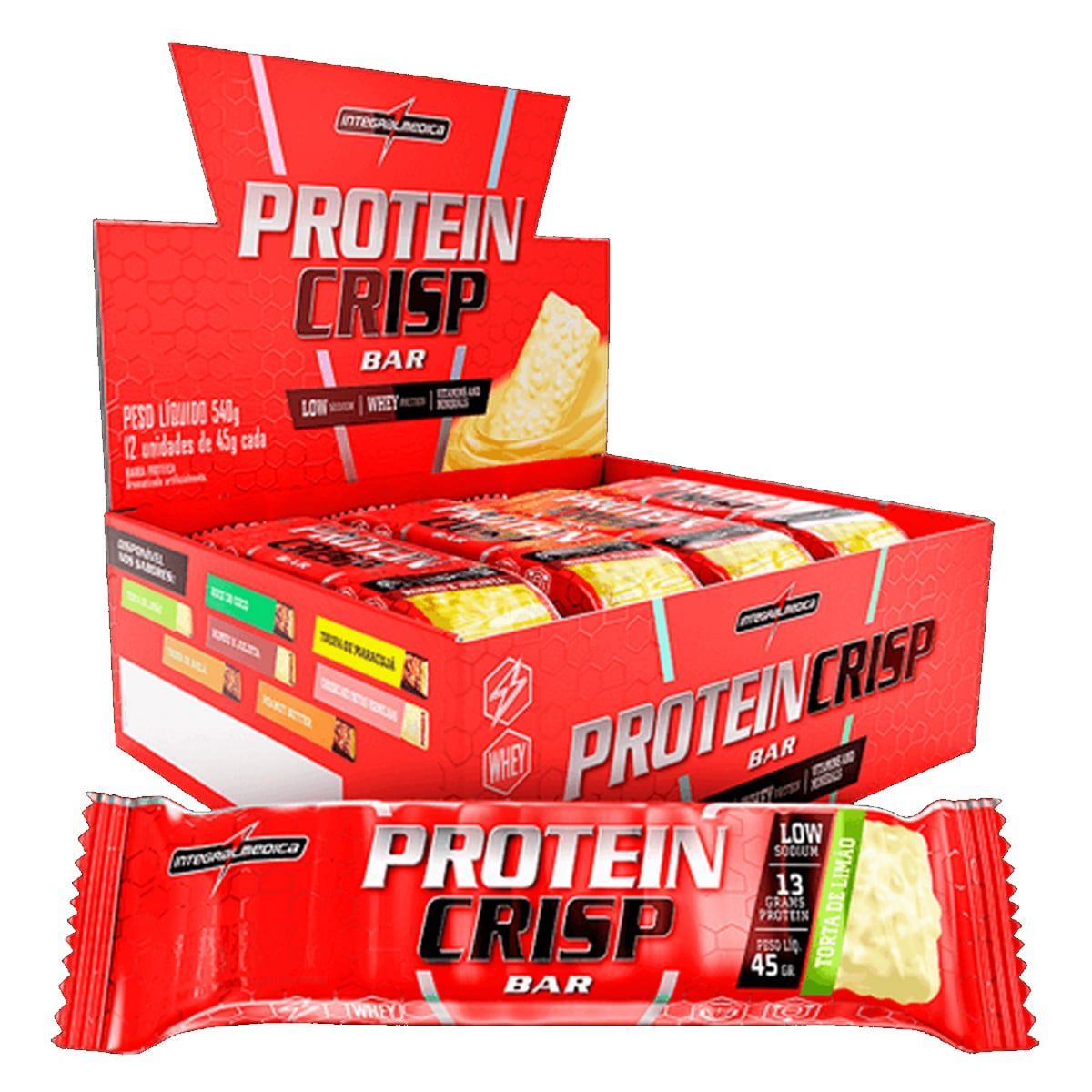 Protein Crisp Bar - 12 Unidades 45g Torta de Lim�o - IntegralM�dica*** Data Venc. 31/03/2021