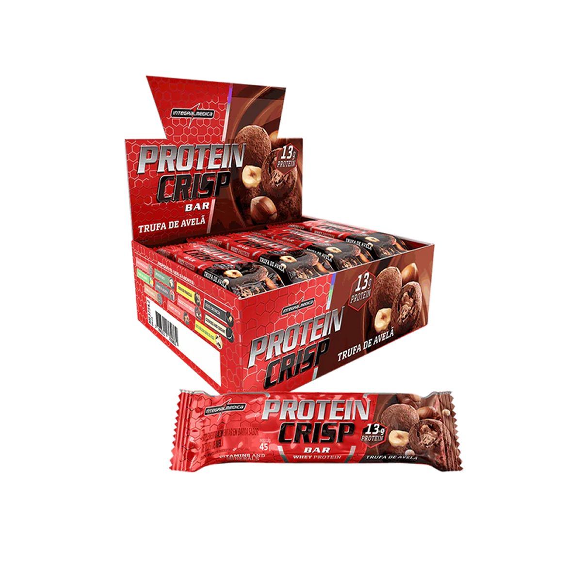Protein Crisp Bar - 12 Unidades 45g Trufa Avel� - IntegralM�dica