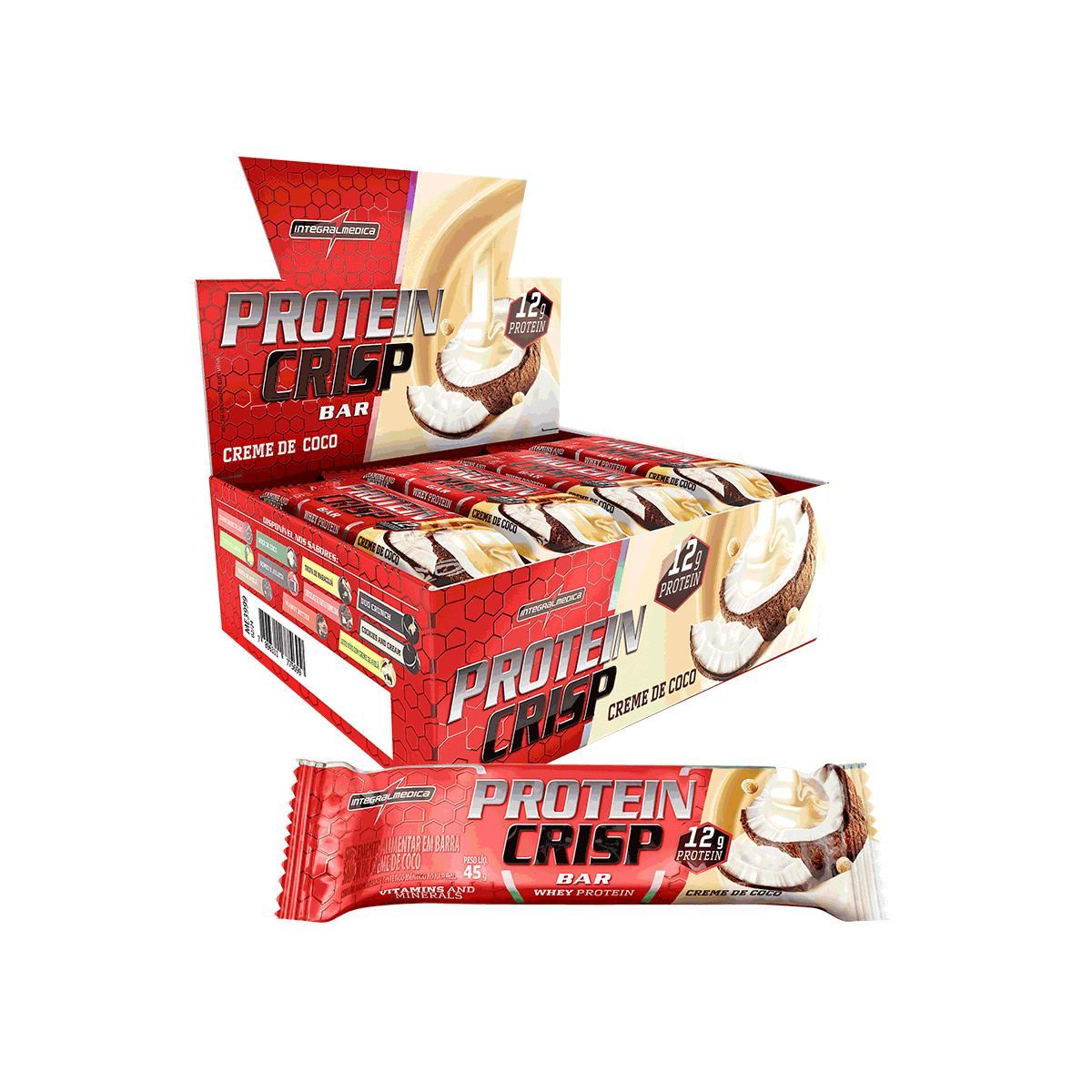 Protein Crisp Bar - 12 Unidades de 45g Creme de Coco - IntegralM�dica