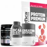 Protein Premium 850g Morango + Bcaa 60 C�psulas + L-Glutamine 120g + Creatine 50g - Atlhetica Nutrition