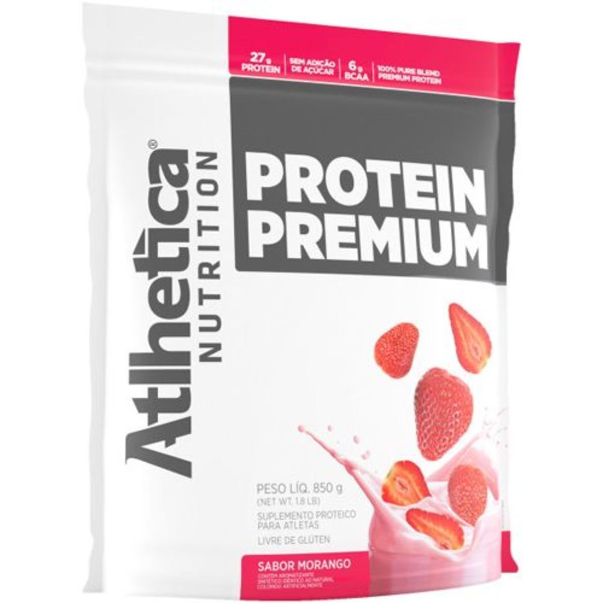 Protein Premium - 850g Refil Morango - Atlhetica Nutrition