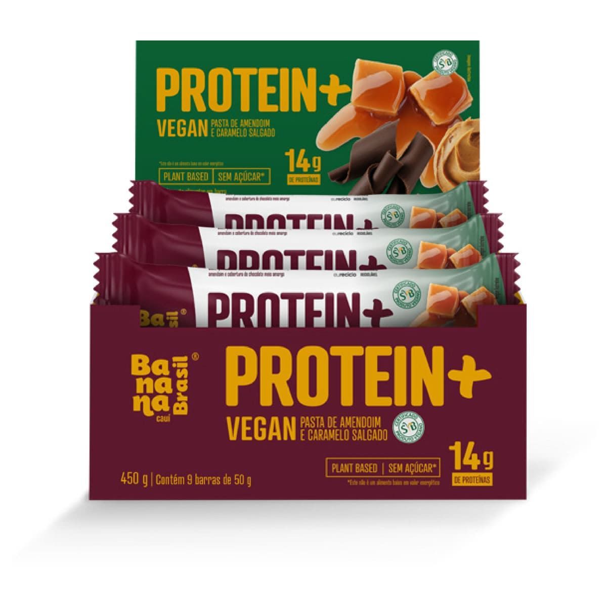 Protein+ Vegan - 9 Unidades 50g Caramelo Salgado - Banana Brasil