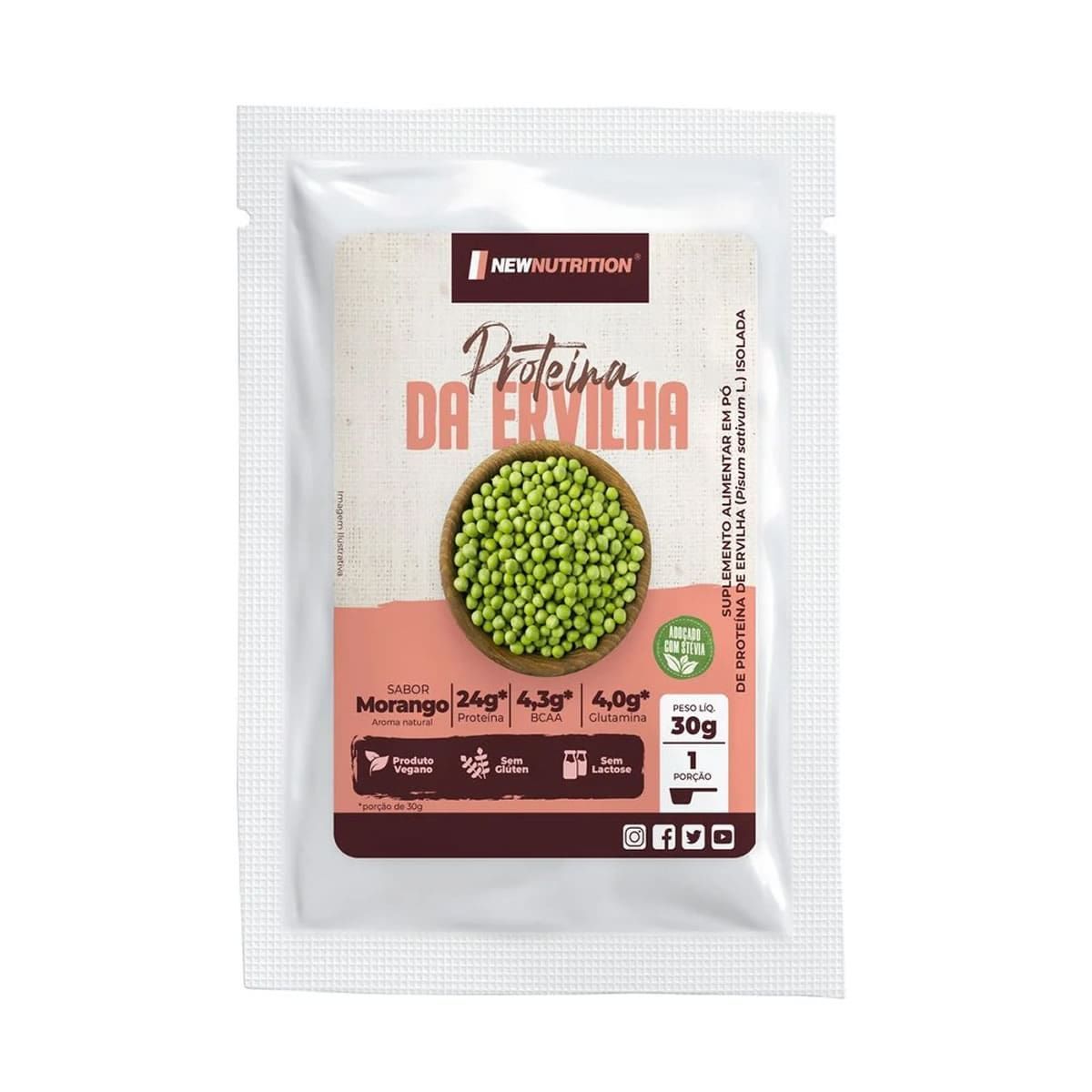 Prote�na da Ervilha - 1 Sach� 30g Morango - NewNutrition