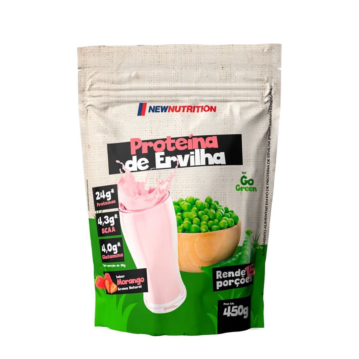 Proteina da Ervilha - 450g Refil Morango - NewNutrition*** EMBALAGEM AVARIADA Data Venc. 30/07/2024