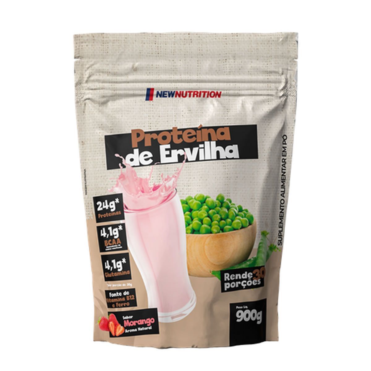 Prote�na da Ervilha - 900g Refil Morango - NewNutrition***AE*** Data Venc. 30/12/2026