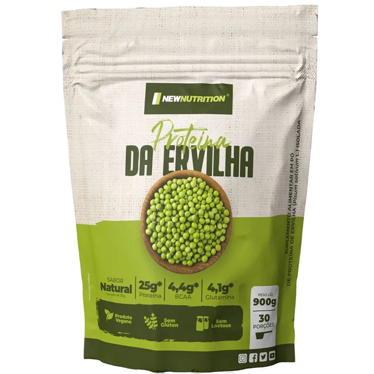 Prote�na da Ervilha - 900g Refil Natural - NewNutrition*** Data Venc. 30/10/2026 A.E