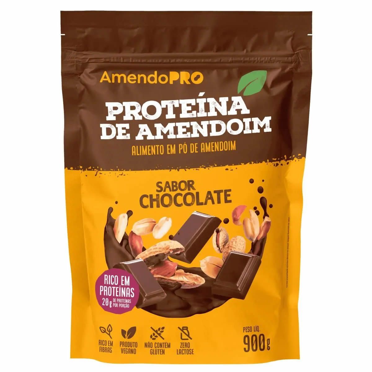Proteina de Amendoim - 900g Refil Chocolate - AmendoPro*** Data Venc. 11/09/2025