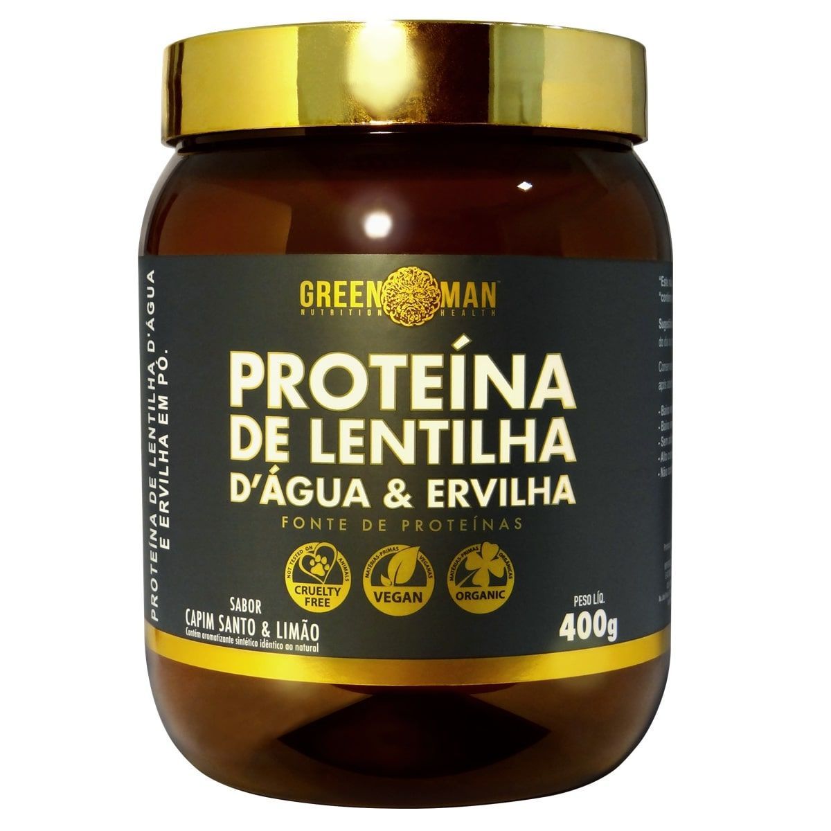 Prote�na de Lentilha D�gua e Ervilha - 400g Capim Santo Lim�o - Green Man*** Data Venc. 30/08/2022