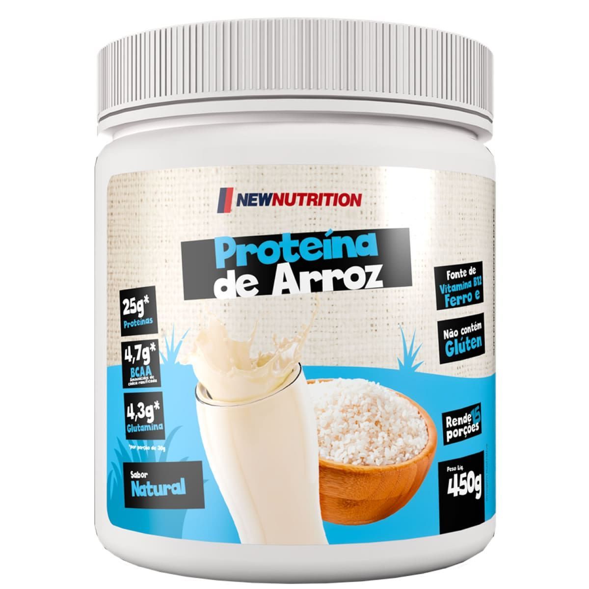 Prote�na do Arroz - 450g Natural - NewNutri*** Data Venc. 30/05/2026 A.E