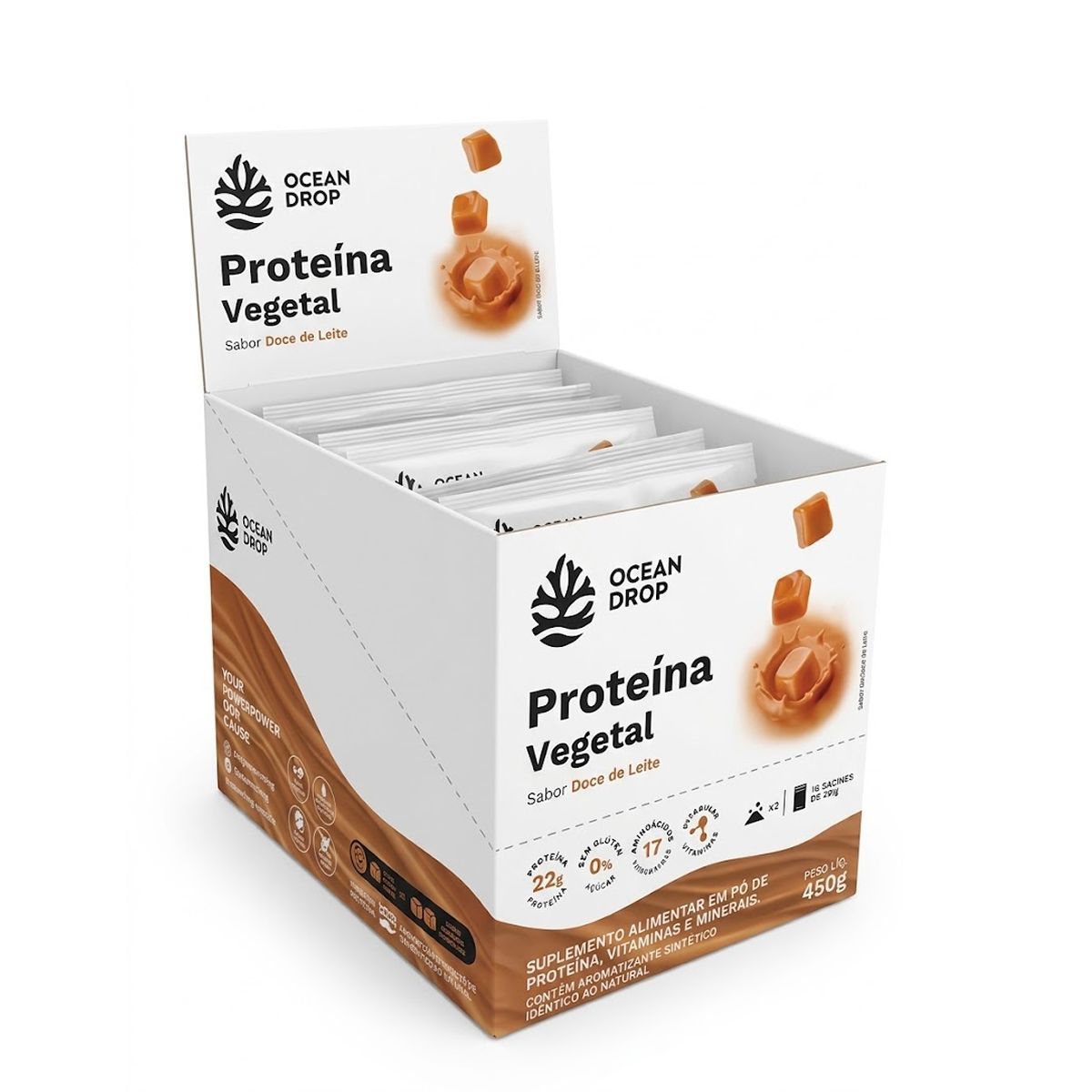Proteina Vegetal - 15 Sach�s 30g Doce de Leite - Ocean Drop