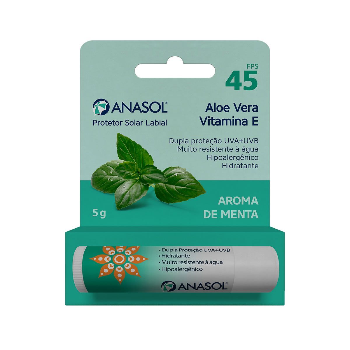 Protetor Labial FPS 45 - 5g Menta - Anasol