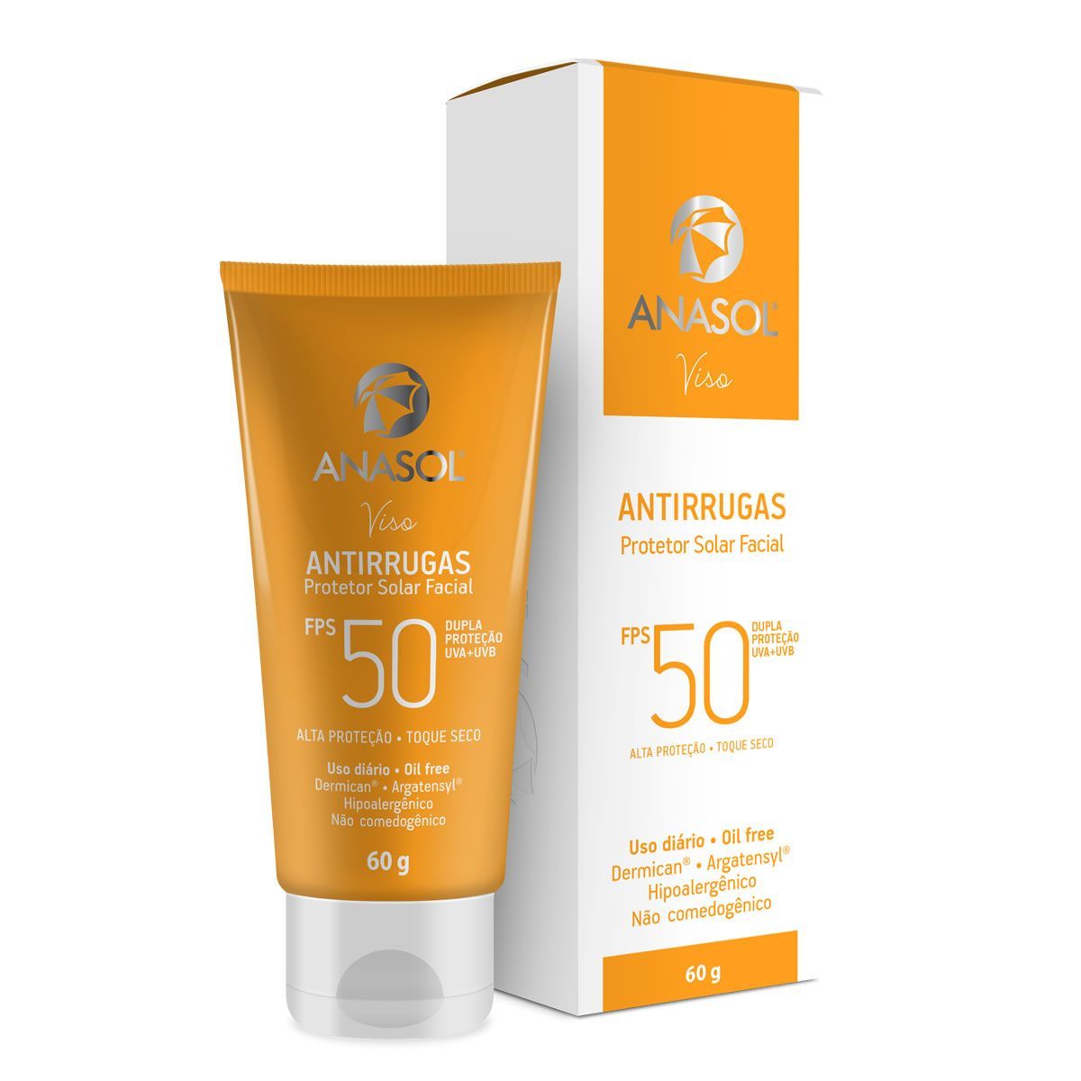 Protetor Solar Facial Antirrugas - 60g FPS 50 - Anasol