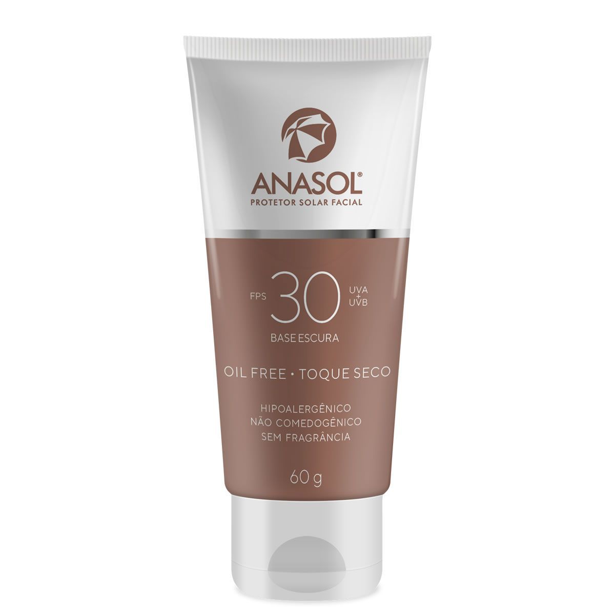 Protetor Solar Facial Toque Seco FPS 30 - 60g Base Escura - Anasol*** Data Venc. 31/12/2022