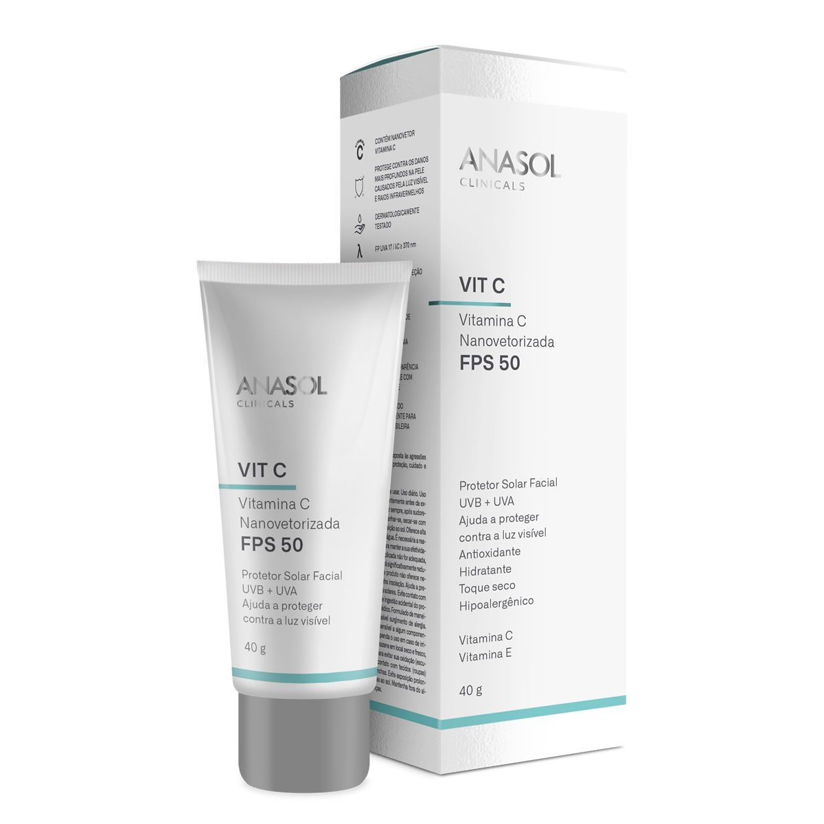 Protetor Solar Facial  Vit C - 40g FPS 50 - Anasol