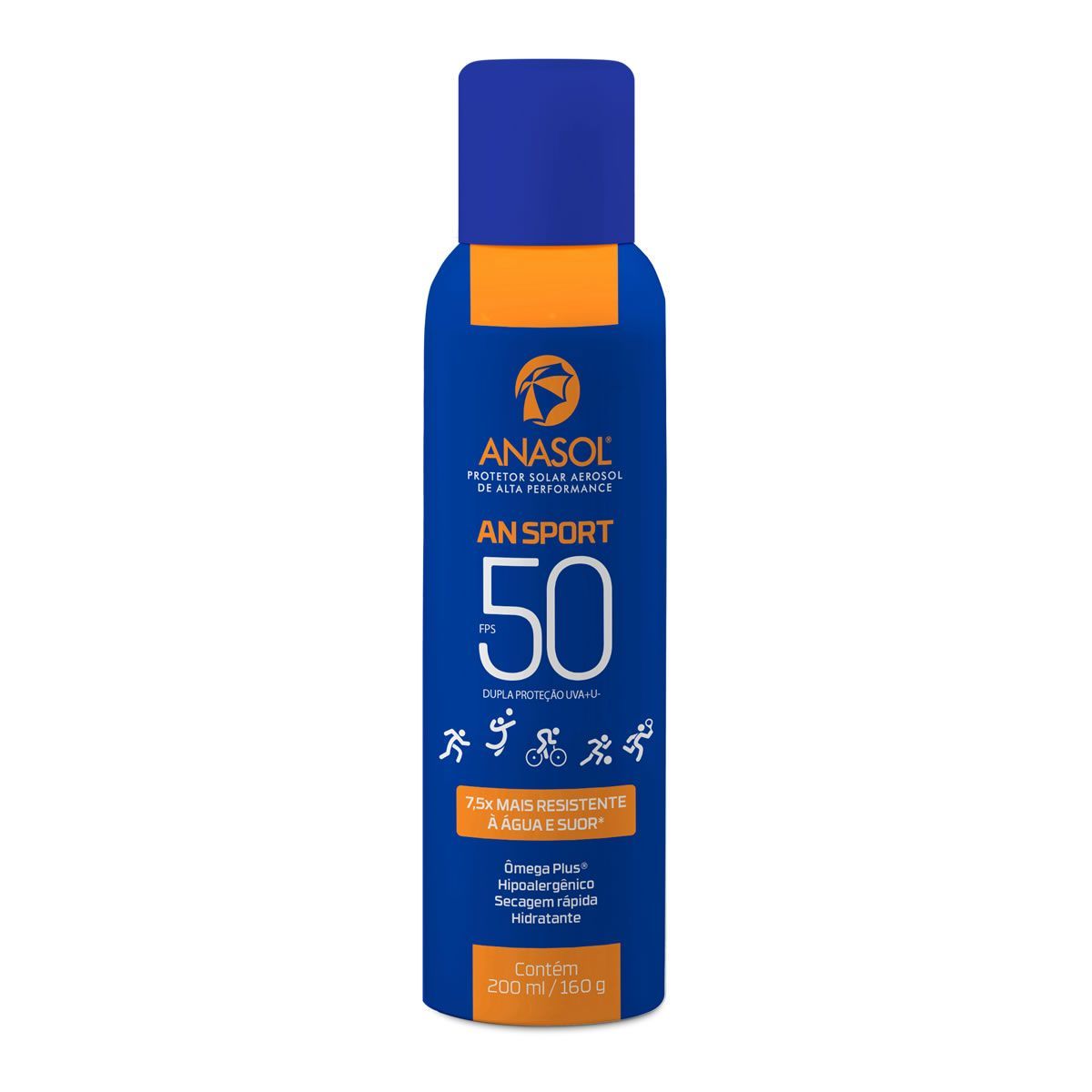 Protetor Solar Aerosol Transparente An Sport  - 200ml FPS 50 - Anasol*** Data Venc. 30/06/2026