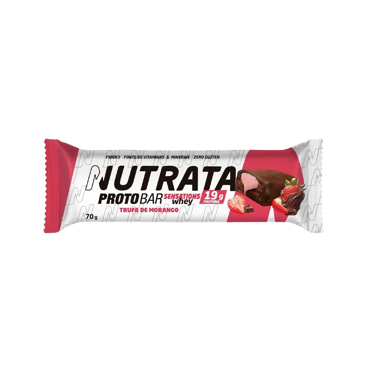 Barra Protobar Sensations Whey - 1 Unidade de 70g Trufa de Morango - Nutrata