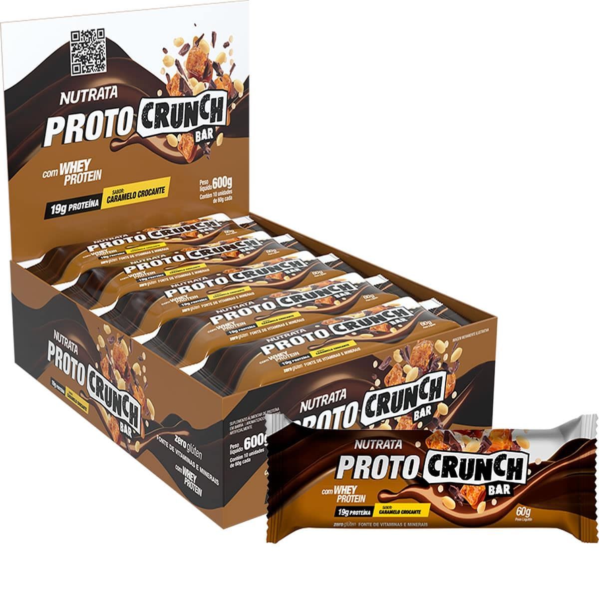 Proto Crunch Bar - 10 Barras de 60g Caramelo Crocante - Nutrata