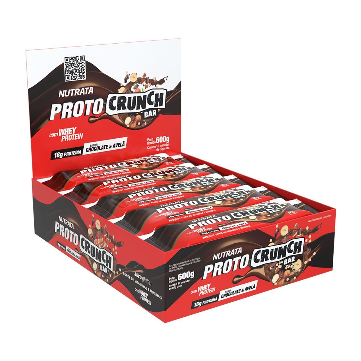 Proto Crunch Bar - 10 Barras de 60g Chocolate e Avel� - Nutrata