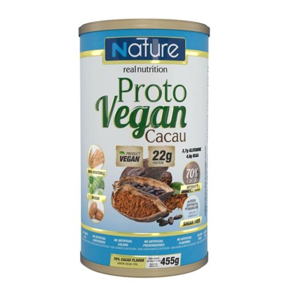 Proto Vegan Cacau - 455g  Cacau 70% cacao - Nature Real Nutrition