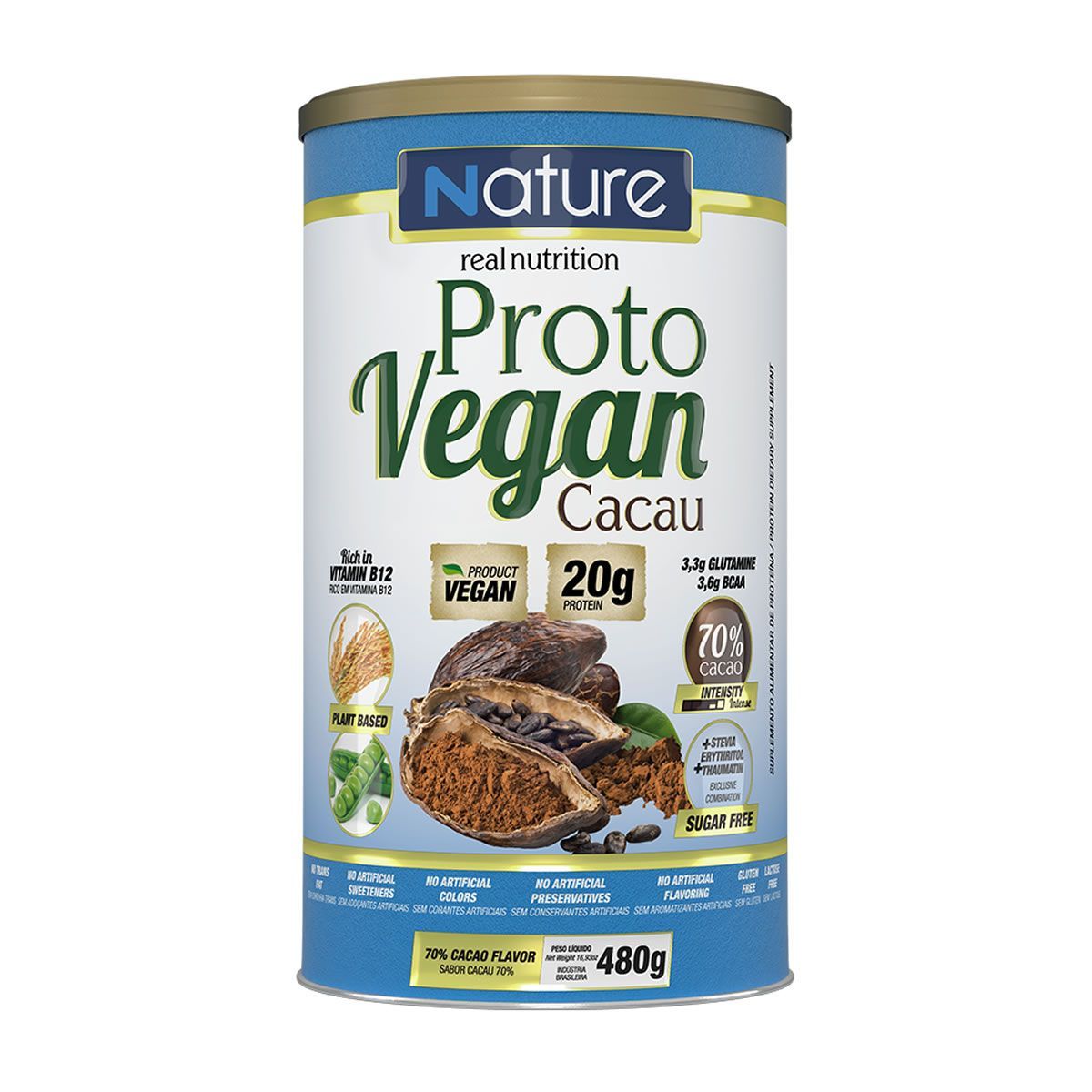 Proto Vegan Cacau - 480g Cacau 70% - Nature